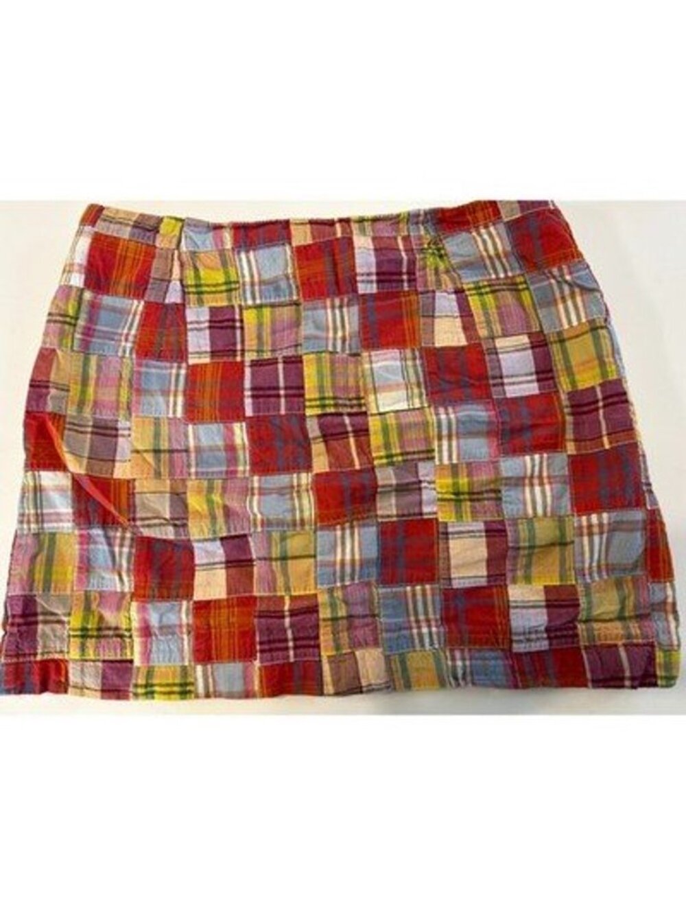 J.Crew Patchwork Plaid Mini Skirt Size 2 Multi-Color Preppy A-Line Pockets
